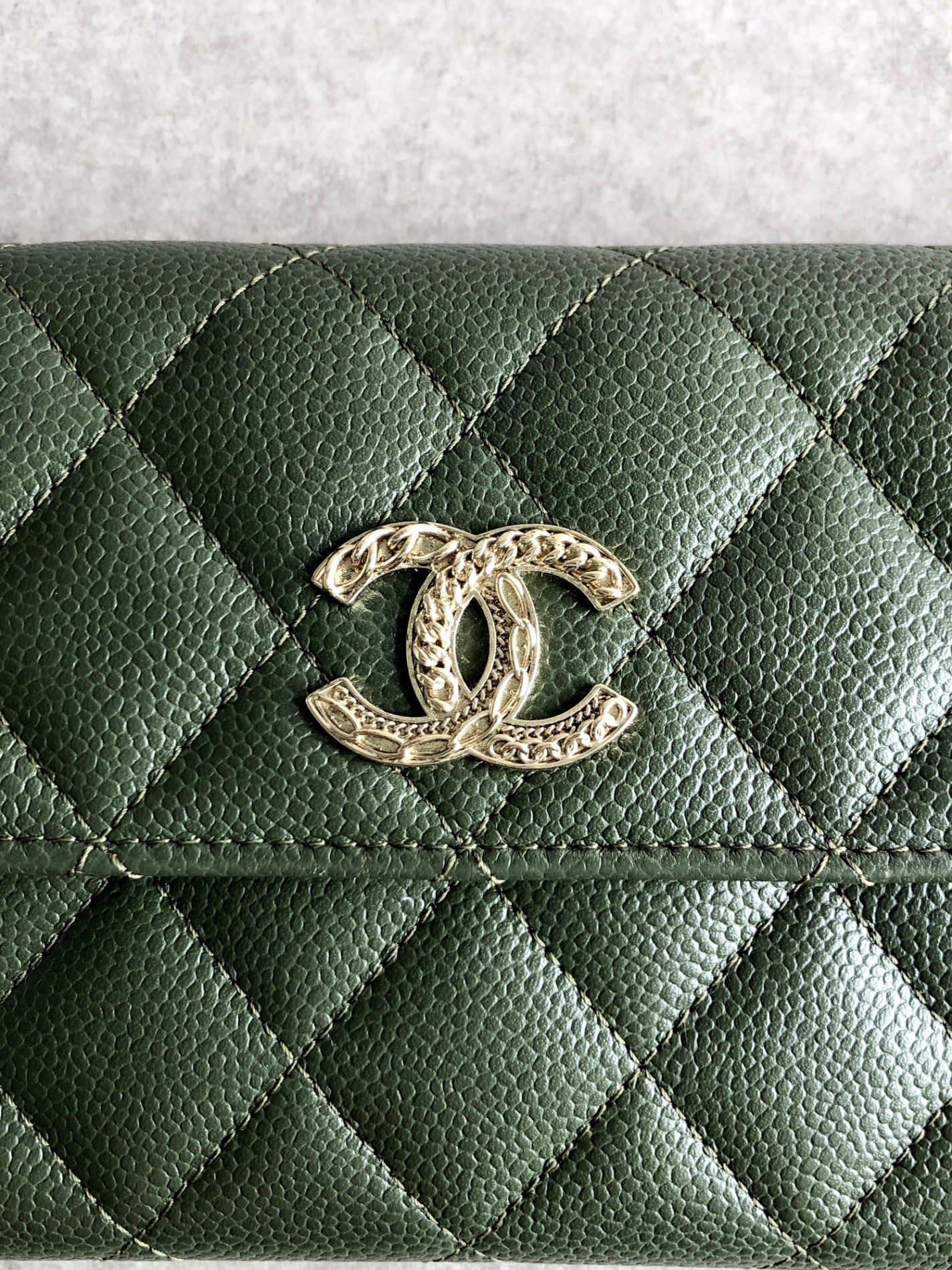 CHANEL Matelasse 長版錢包 卡其色 復古 mtrgcg