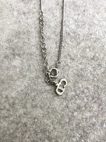 Christian Dior Logo Motif Rhinestone Necklace Silver Vintage irgybw