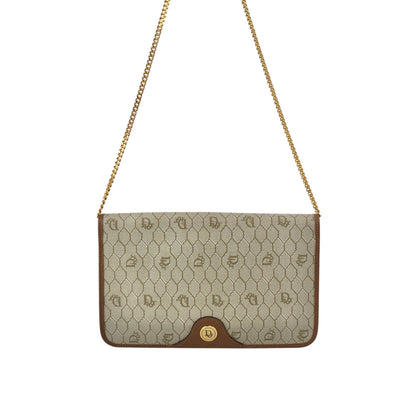 Christian Dior Honeycomb Pattern Chain Shoulder bag Beige Vintage gfhe2x