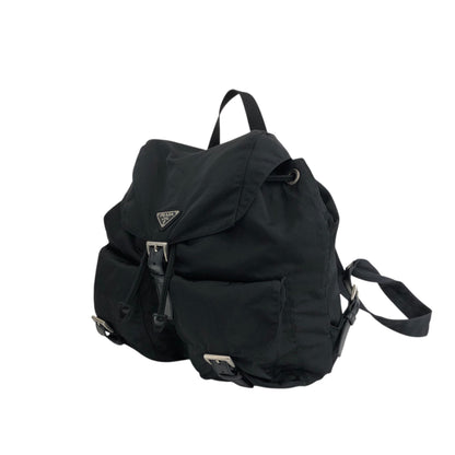 PRADA Tessuto Triangle Logo Double Pocket  Backpack Black Vintage 3pvjac