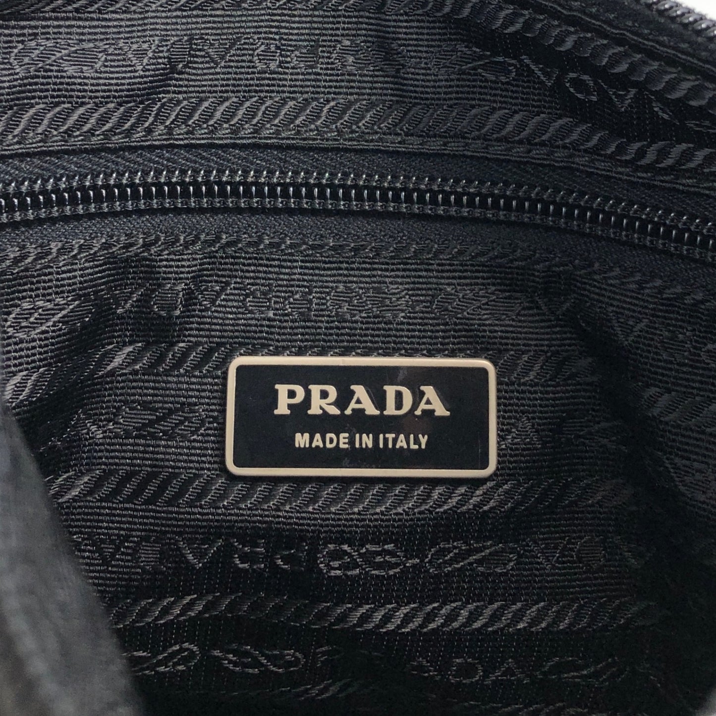 PRADA Tessuto Triangle Logo Front Buckle Side Pocket Shoulder bag Black Vintage pvgpkk