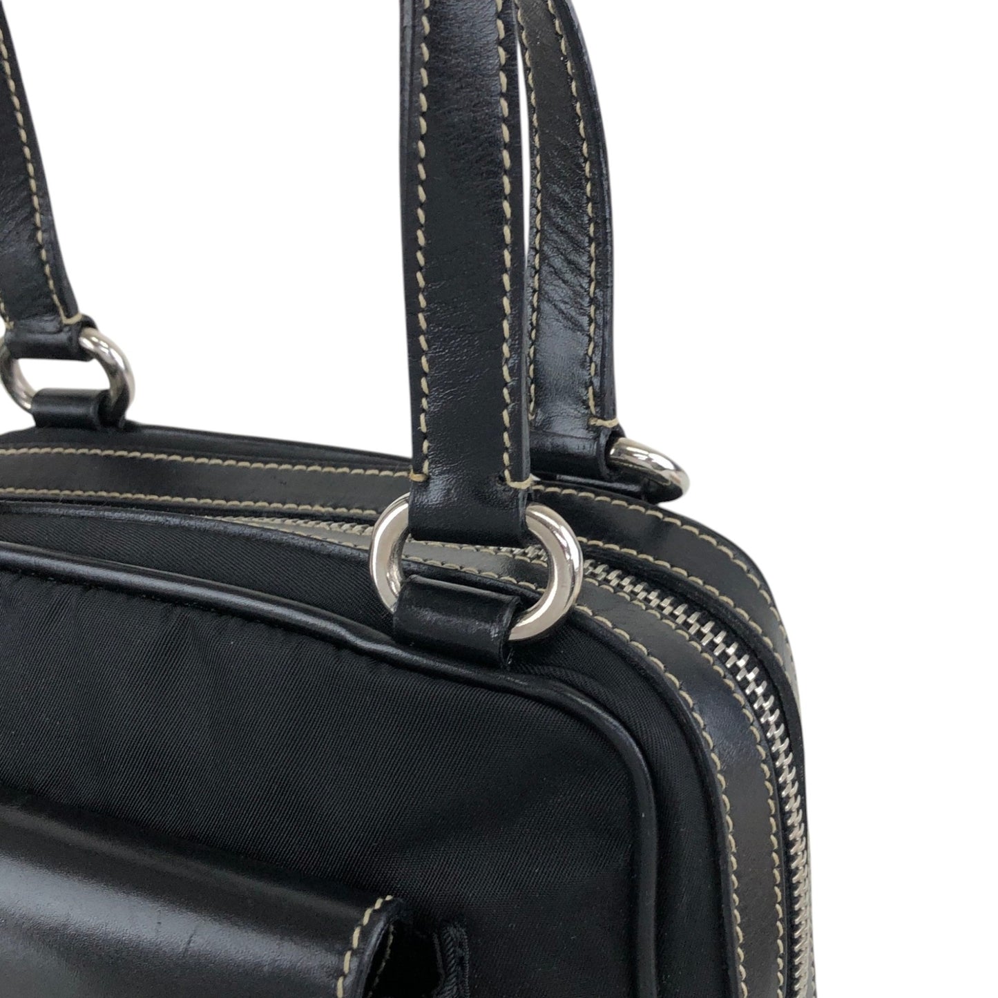 PRADA Triangle Logo Handbag Shoulder bag Black Vintage ntuyze