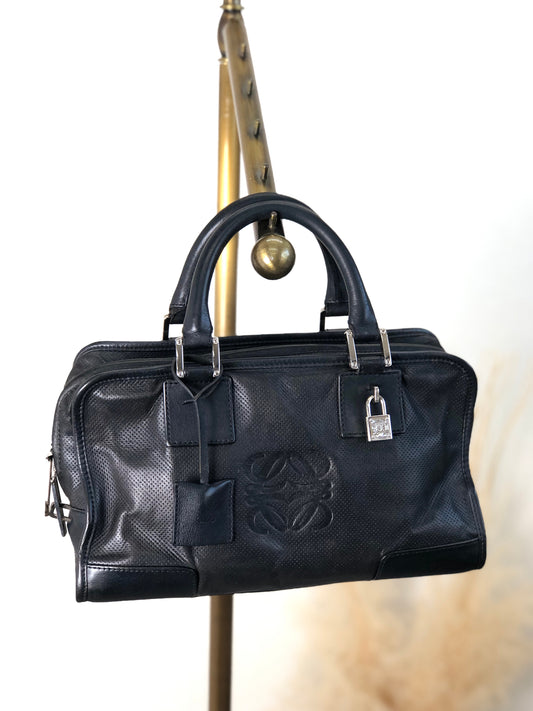 LOEWE Anagram Padlock Small Boston bag Handbag Black Vintage cjew5k