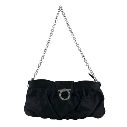Salvatore Ferragamo Gancini Rhinestone Chain Shoulder bag Black Vintage nibfdw
