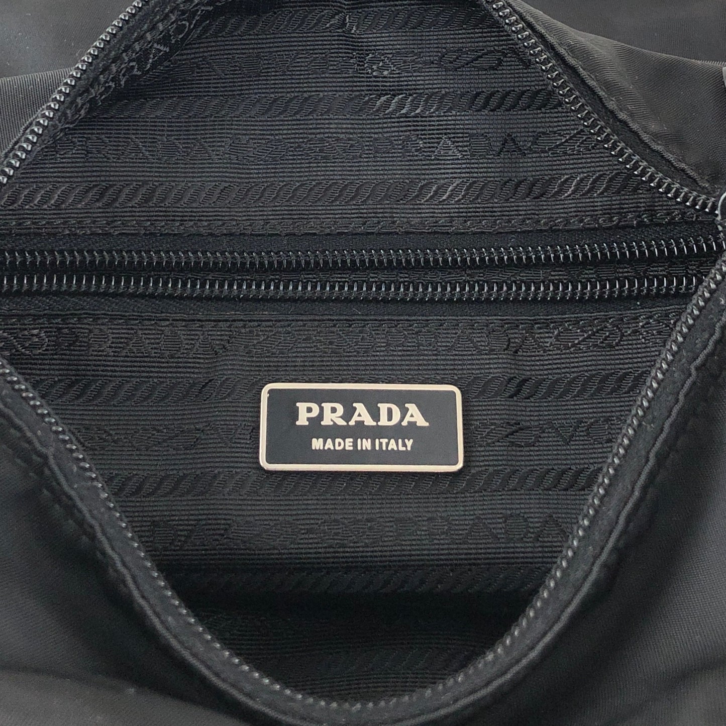 PRADA Tessuto Triangle Logo Front Buckle Shoulder bag Black Vintage fsnzjh
