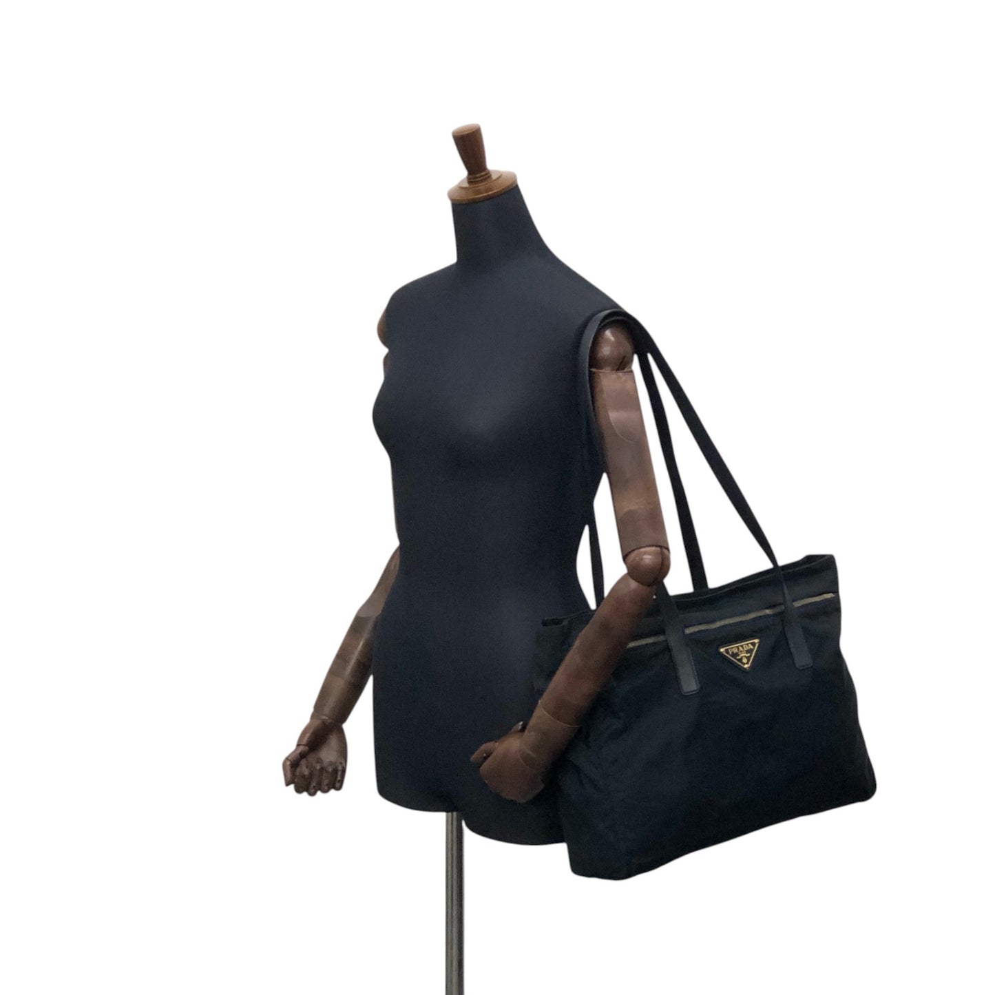 PRADA Tessuto Triangle Logo Totebag Black Vintage nvkgms