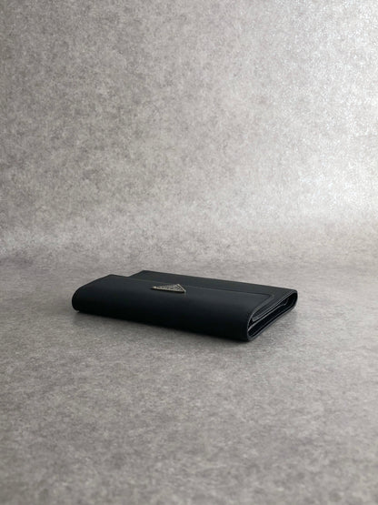 PRADA Triangle Logo Trifold Wallet Black Vintage vdir46
