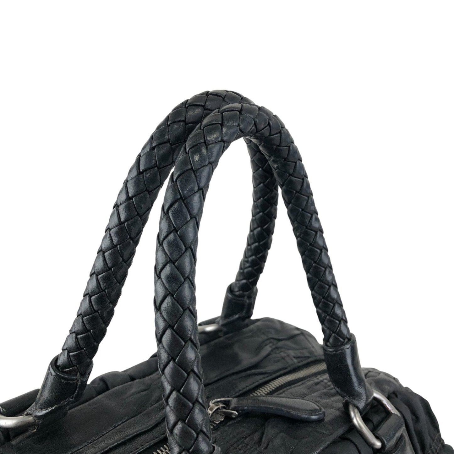 PRADA Triangle Logo Handbag Black Vintage g8wpjj