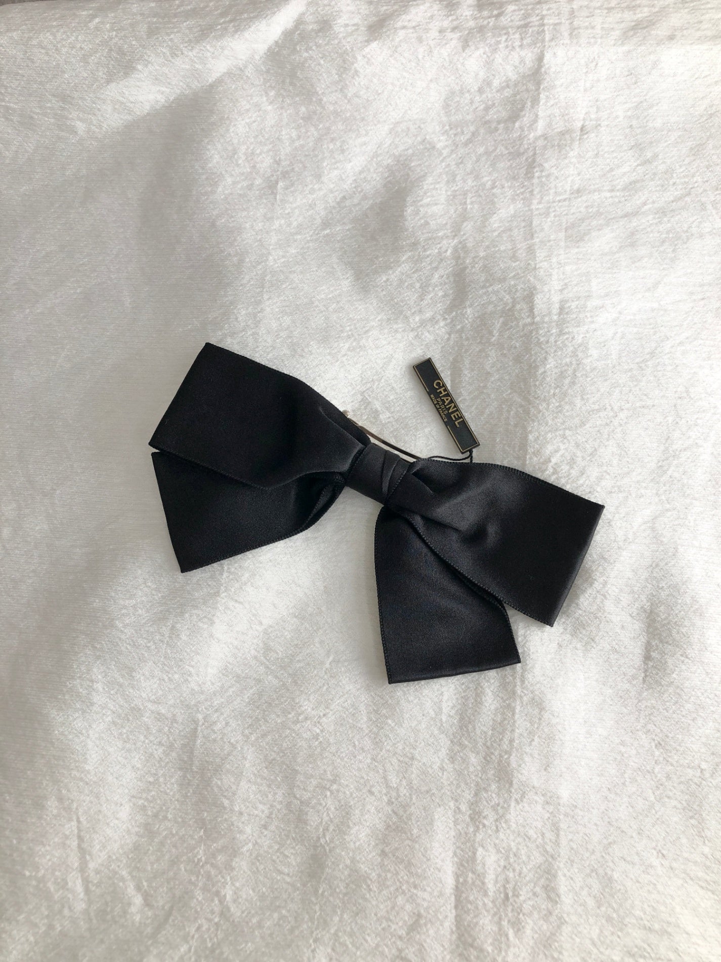 CHANEL Ribbon Barrette Black Vintage 3efxk8