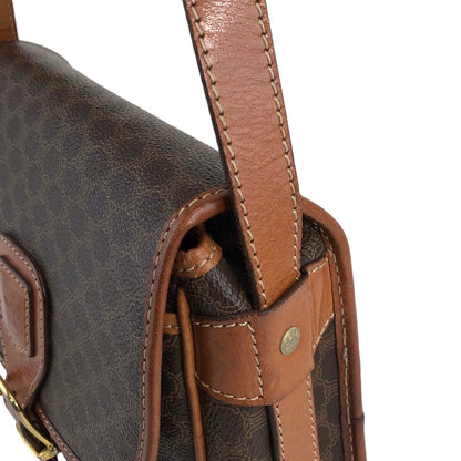 CELINE Macadam Blason Front Buckle Shoulder bag Brown Vintage g58842
