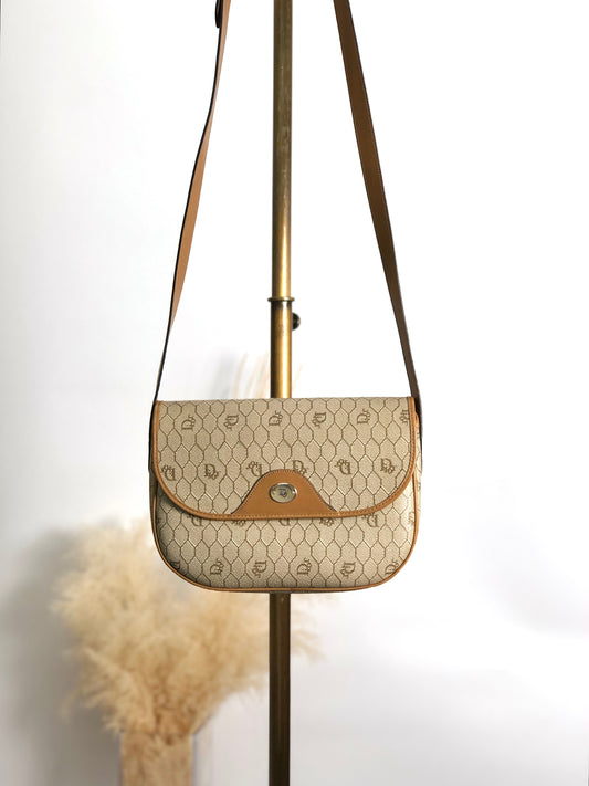 Christian Dior Honeycomb Pattern Shoulder bag Beige Vintage 7cr6d8
