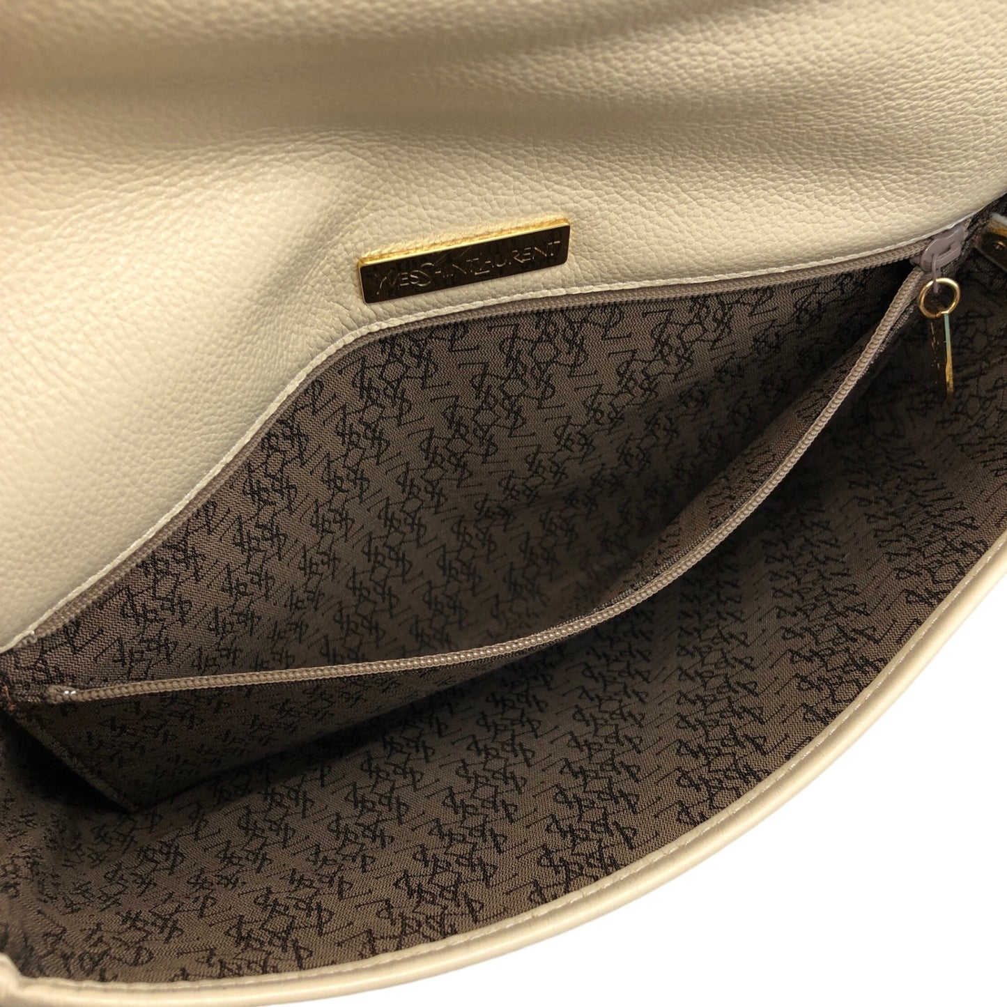 Yves Saint Laurent YSL 標誌單肩包白色復古 27p47c