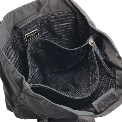 PRADA Triangle Logo Double Pocket Totebag Black Vintage ezms23