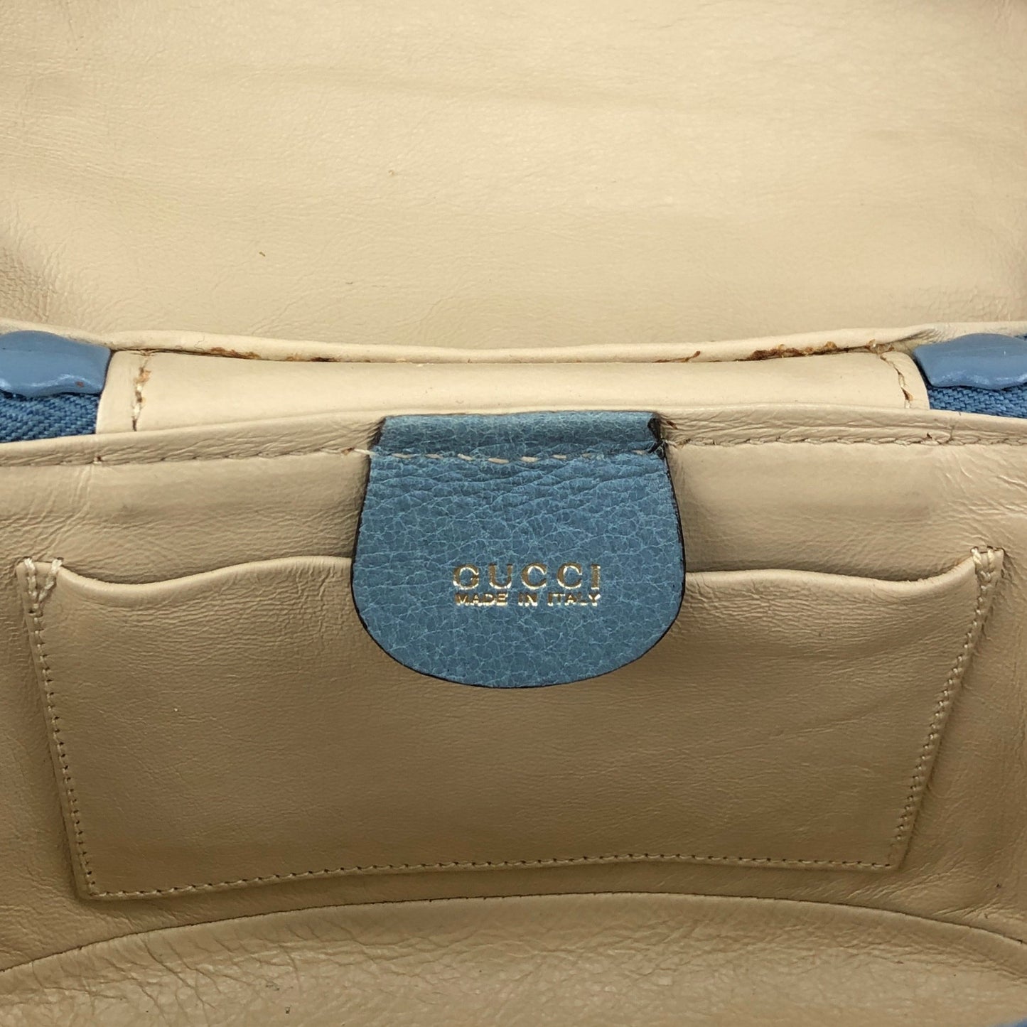GUCCI Bamboo Handbag Vanity bag Blue Vintage 8rhwf4