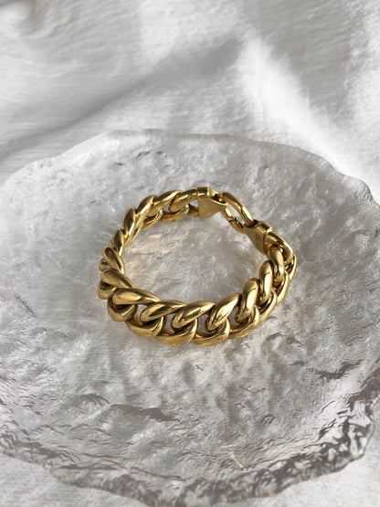 CELINE Logo Chain Bracelet Gold Vintage 3iad2y