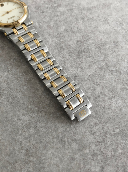 GUCCI Logo Quartz Watch Silver×Gold 9000M Vintage zgvkkw