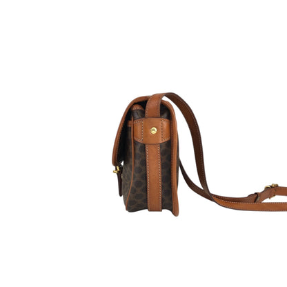 CELINE Macadam Blason Front Buckle Shoulder bag Brown Vintage bk3xcz