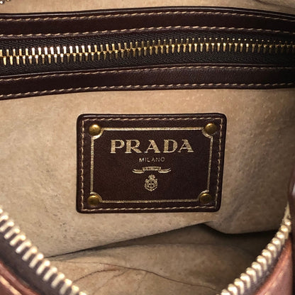 PRADA Logo Handbag Hobobag Brown Vintage c7p34v