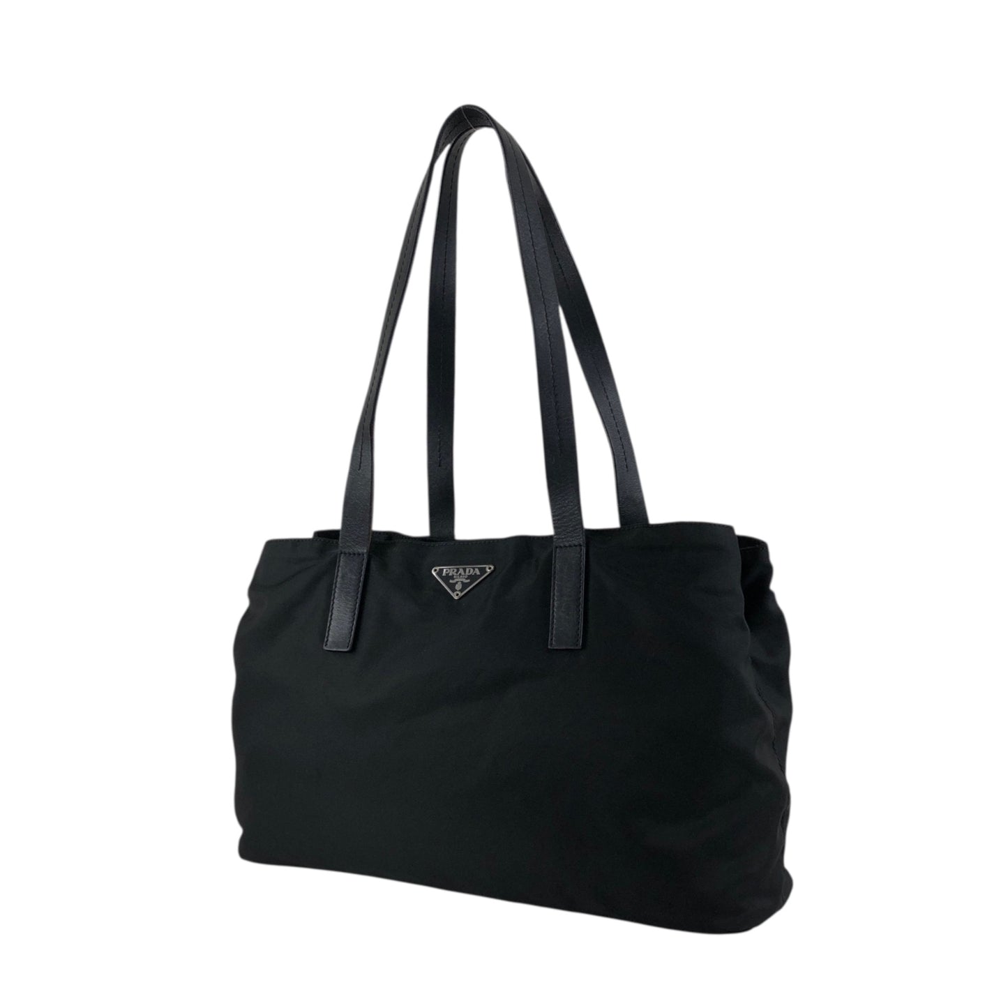 PRADA Tessuto Triangle Logo Totebag Black Vintage 6dyded