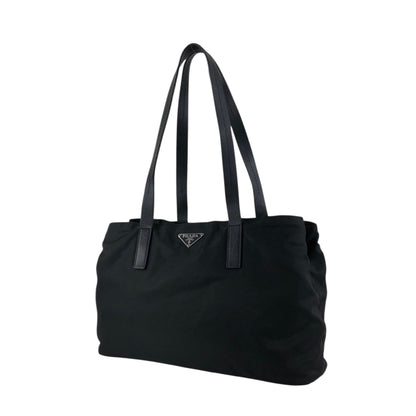 PRADA Tessuto Triangle Logo Totebag Black Vintage 6dyded