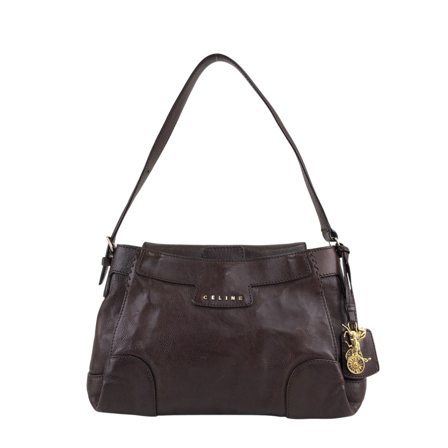 CELINE 馬車圖案肩背包 Hobobag 棕色 復古 icwcbk
