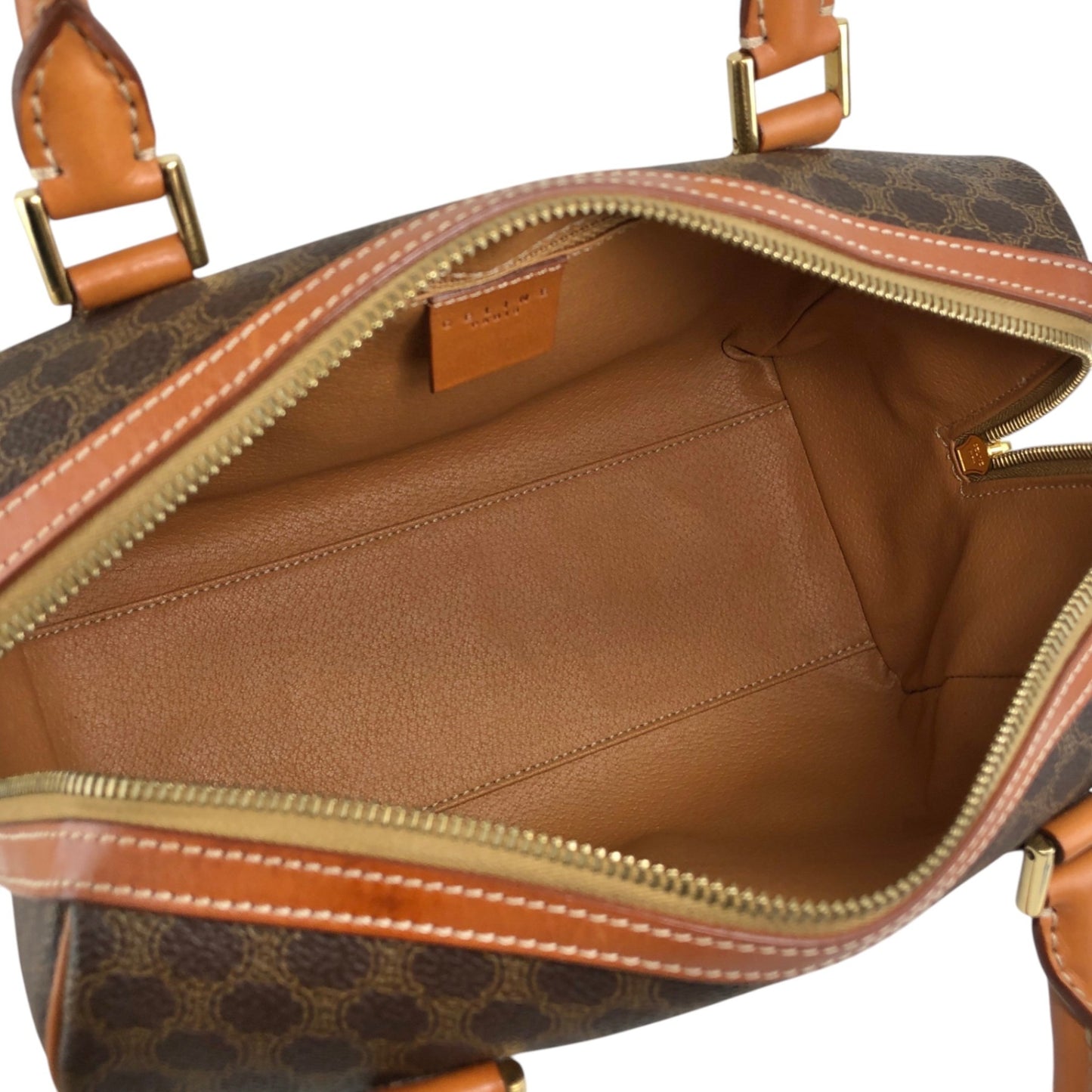 CELINE Macadam Blason Two-way Small Boston bag Shoulder bag Brown Vintage haxmcm