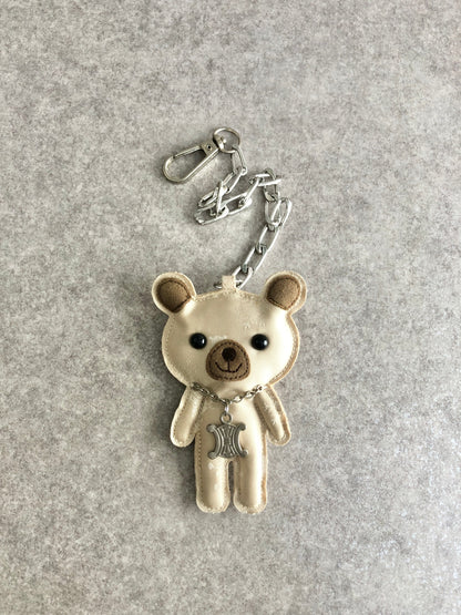 CELINE Blason Bear Motif Charm White Vintage 873dgx