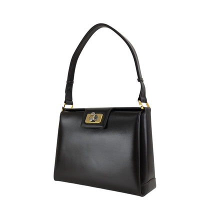 GUCCI Turn Lock Handbag Brown Vintage ud4z3y