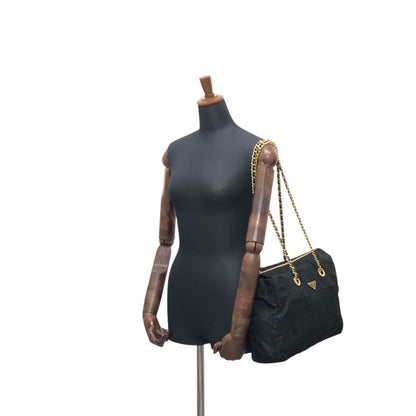 PRADA Triangle Logo Chain Shoulder bag Black Vintage dp2pec
