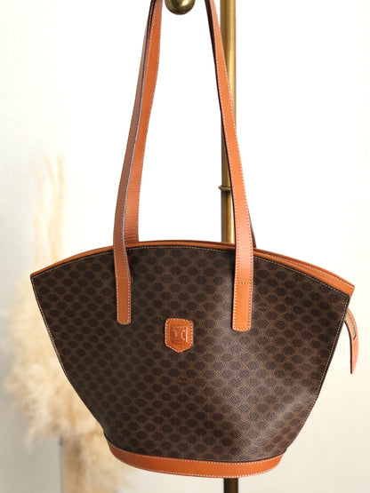 CELINE Macadam Blason Handbag Totebag Brown Vintage iwefyd