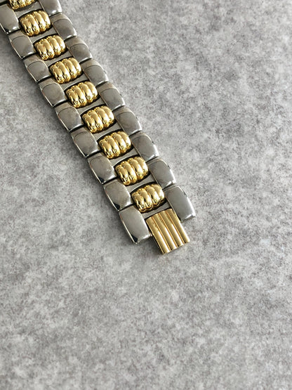 Christian Dior Logo Quartz Watch Silver×Gold 45.204 Vintage 7f63by