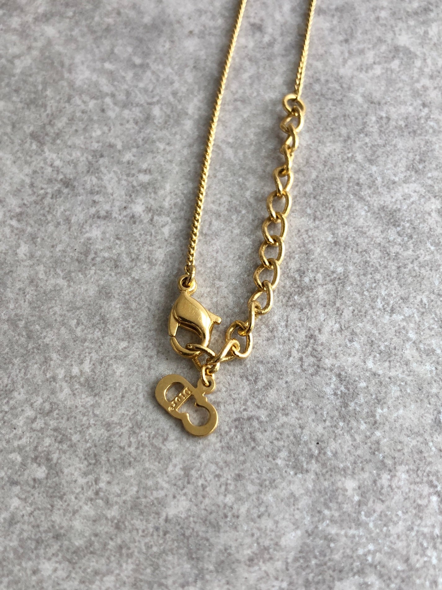 Christian Dior Logo Padlock Necklace Gold Vintage ku5yt7