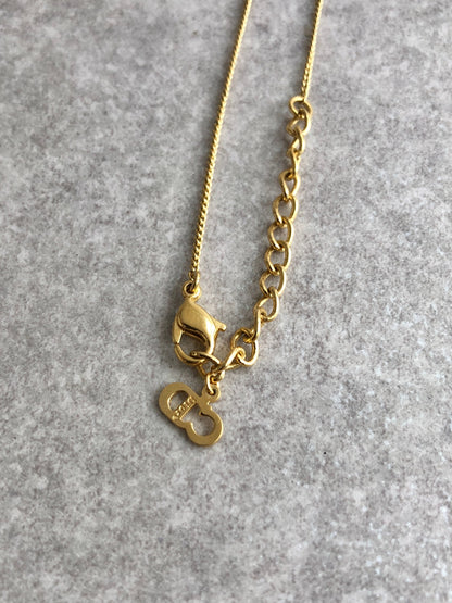Christian Dior Logo Padlock Necklace Gold Vintage ku5yt7