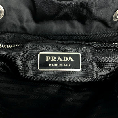 PRADA Triangle Logo Front Buckle Shoulder bag Black Vintage fkfvej