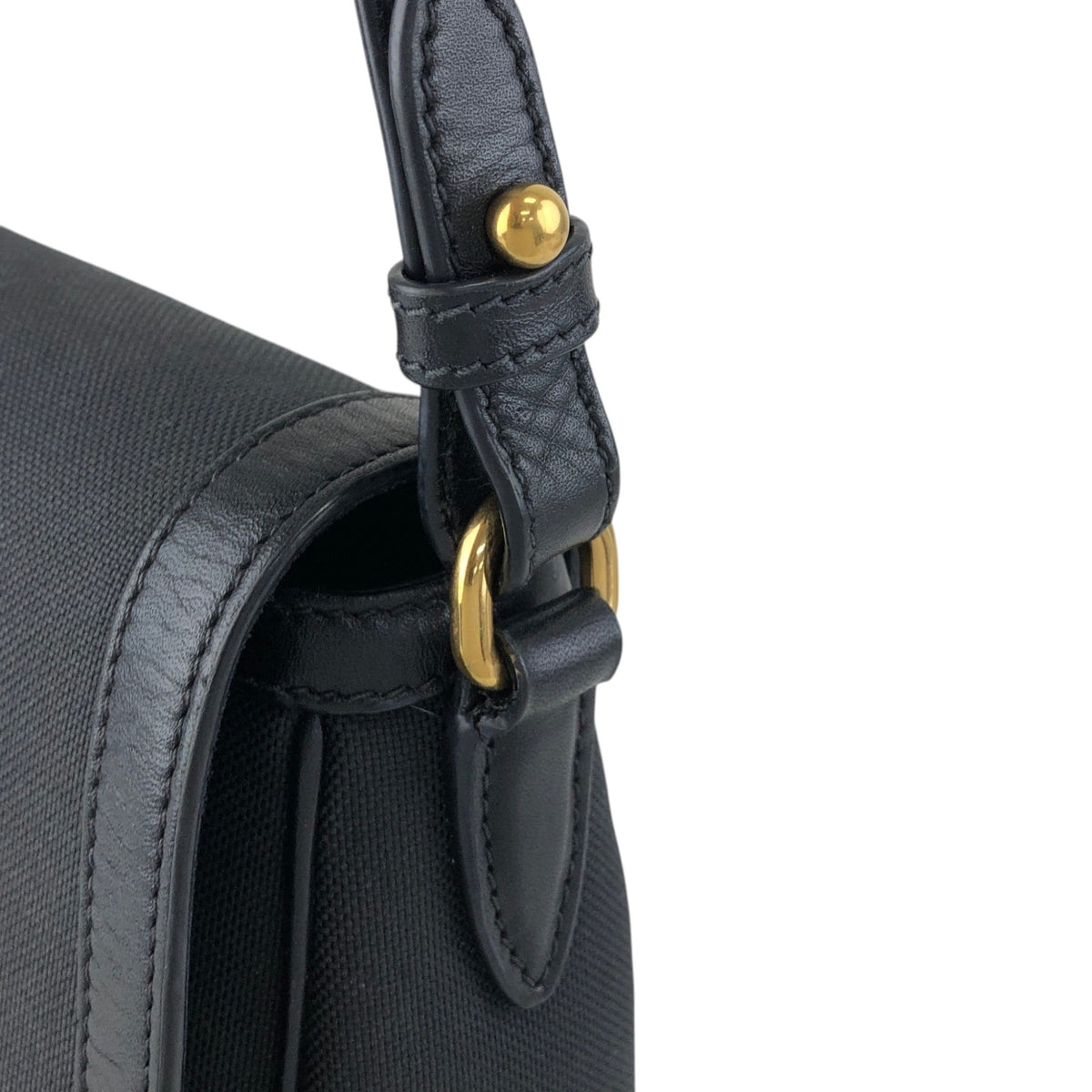 PRADA Logo Shoulder bag Black Vintage 4w22ct