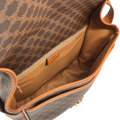 CELINE Macadam Blason Front Buckle Shoulder bag Brown Vintage v3jfnr