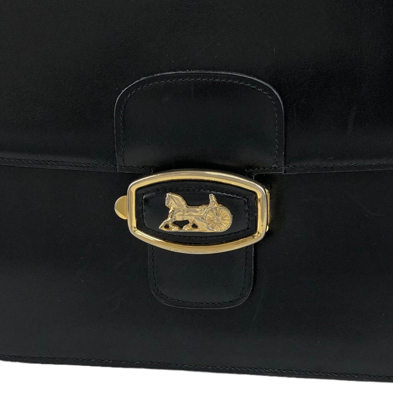 CELINE Horse Carriage Shoulder bag Black Vintage pupm4e