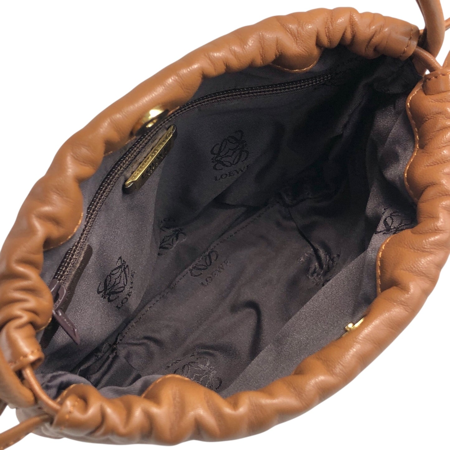 LOEWE Anagram Drawstring Shoulder bag Brown Vintage fzwga5