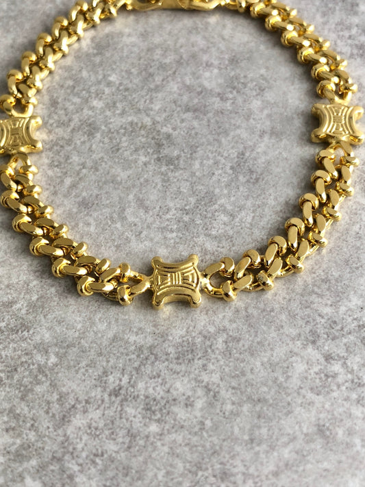 CELINE Triomphe Bracelet Gold Vintage eed88a