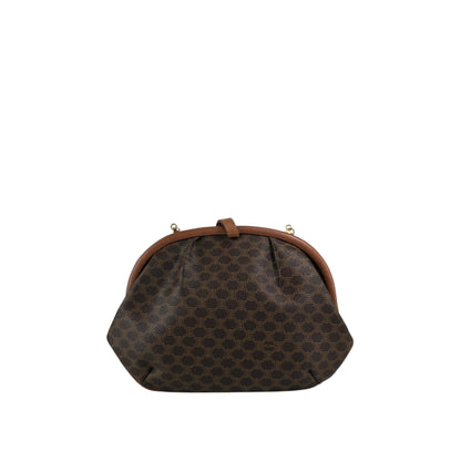 CELINE Macadam Metal Closure Chain Shoulder bag Brown Vintage tfpb4s