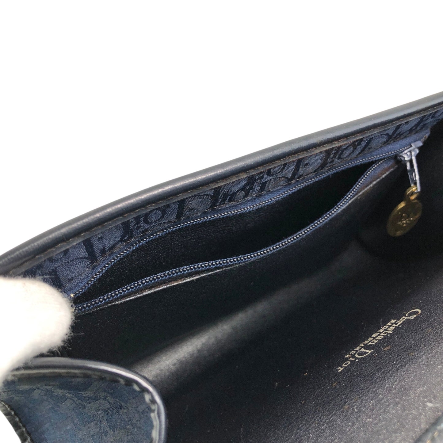Christian Dior Logo Shoulder bag Navy Vintage f8at4h