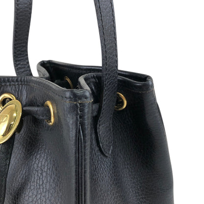 Christian Dior CD Logo Drawstring Small Handbag Black Vintage 8u4aph