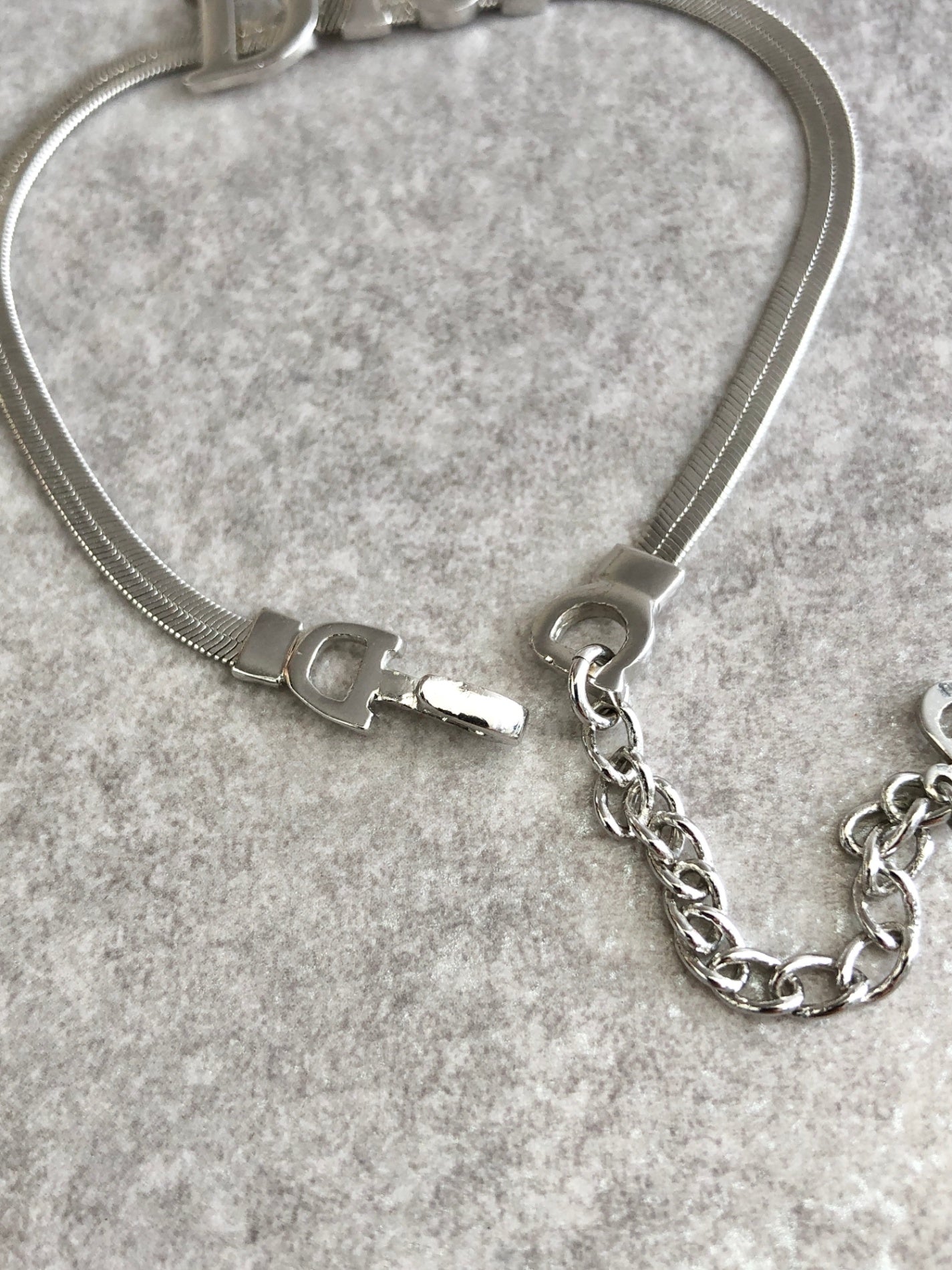 Christian Dior Logo Motif Bracelet Silver Vintage fim3z7