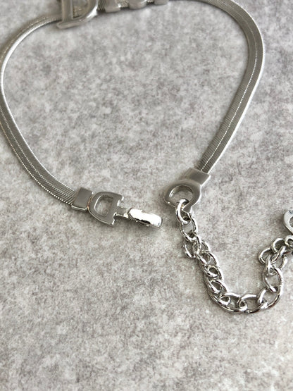 Christian Dior Logo Motif Bracelet Silver Vintage fim3z7