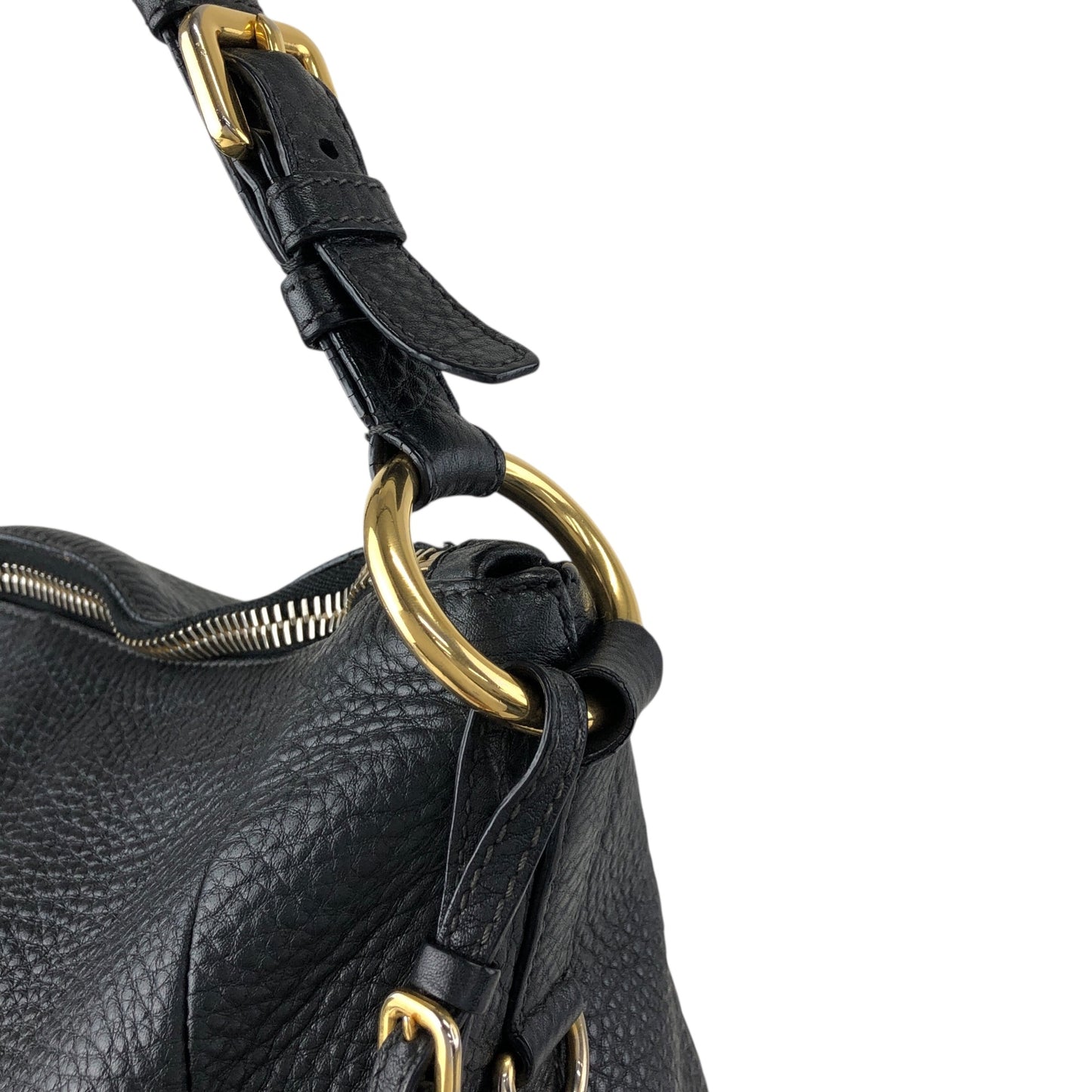 PRADA Logo Shoulder bag Black Vintage mxb7r6