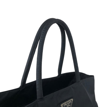 PRADA Tessuto Triangle Logo Handbag Totebag Black Vintage 4fphjj