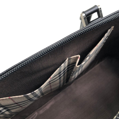 BURBERRY Logo Front Pocket Handbag Black Vintage rvwki4