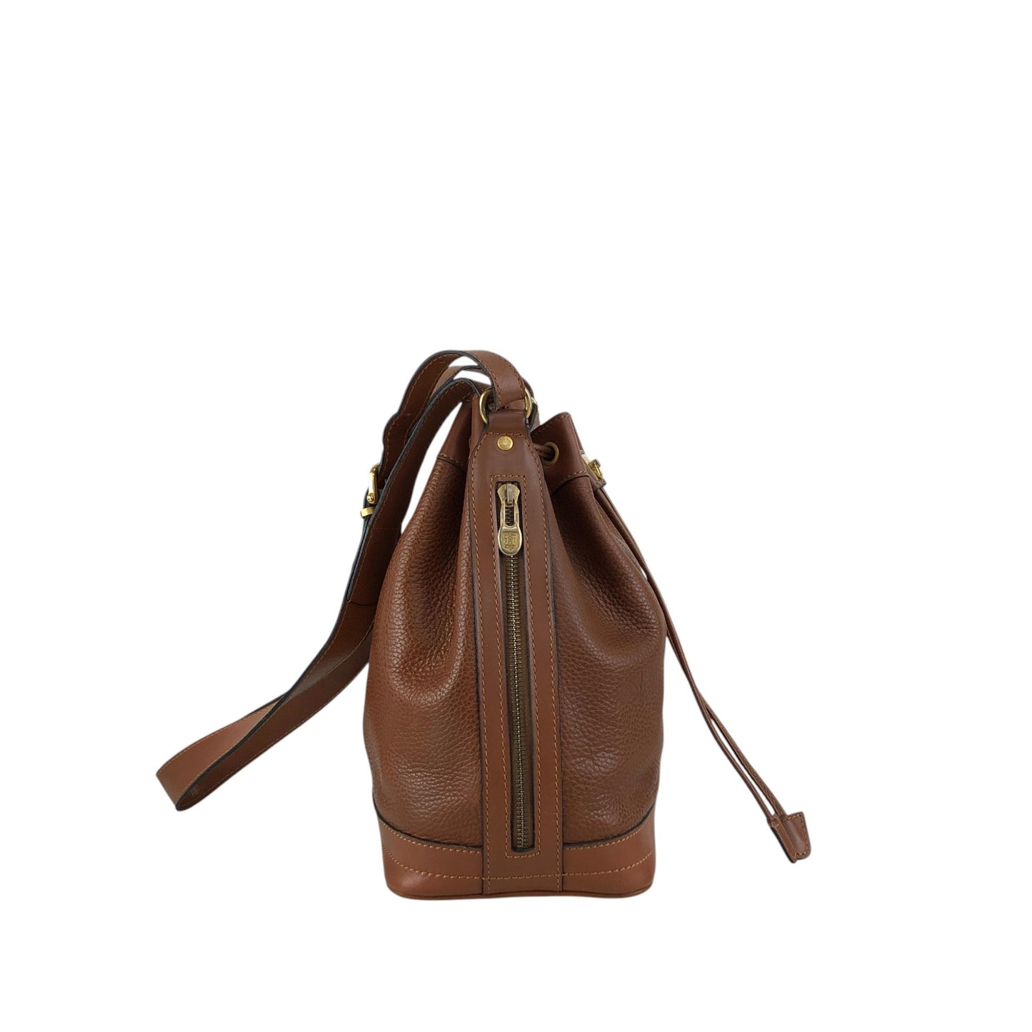 CELINE Gancini Drawstring Shoulder bag Brown Vintage 4uzkb3