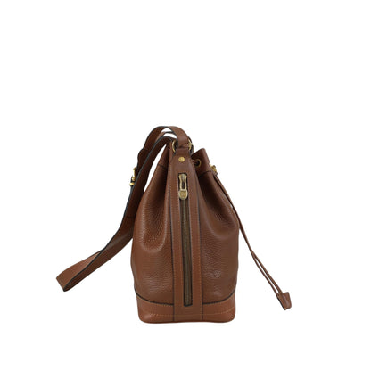 CELINE Gancini Drawstring Shoulder bag Brown Vintage 4uzkb3