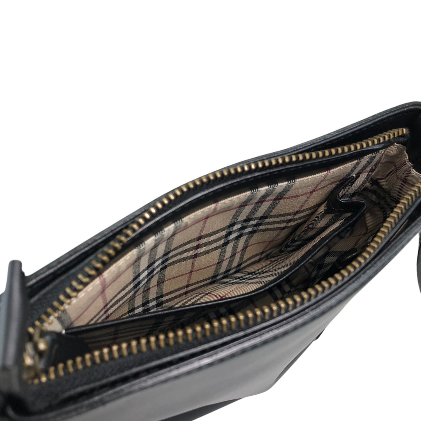 BURBERRY Logo Embossed Shoulder bag Black Vintage h85zzd